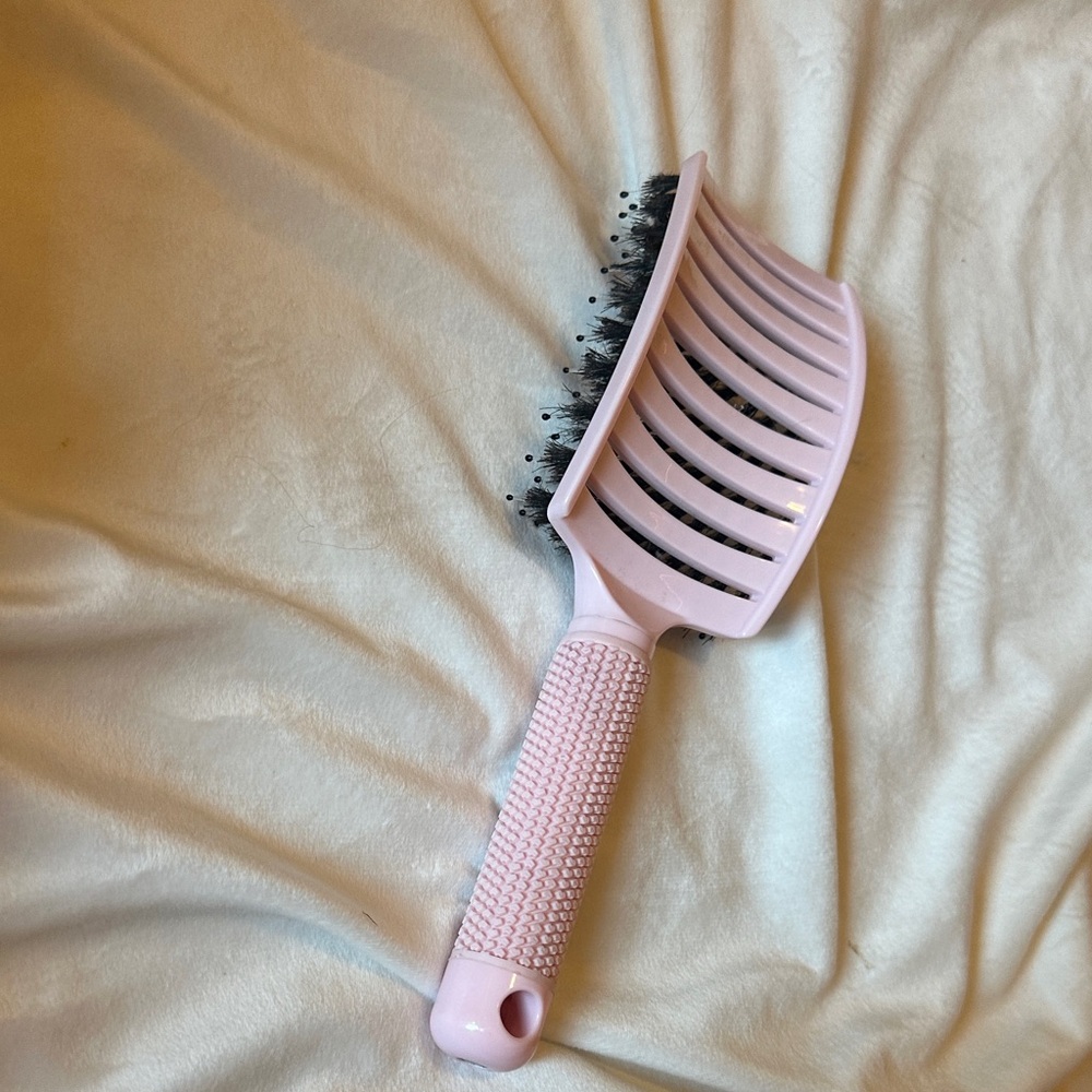 Pink Hair Brush with Curved Design
